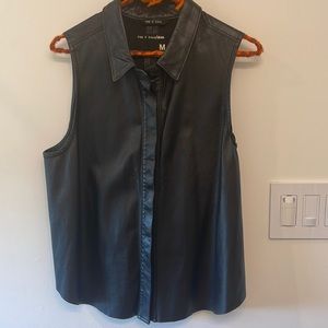Rag & Bone black leather vest shirt